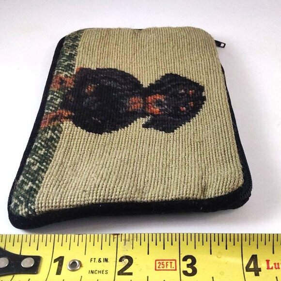 Dachshund Needlepoint Zip Pouch 100% Wool On 100% Cotton Canvas - Picture 12 of 12